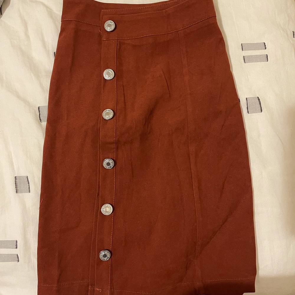 Brand New Button Front Solid Mini Skirt